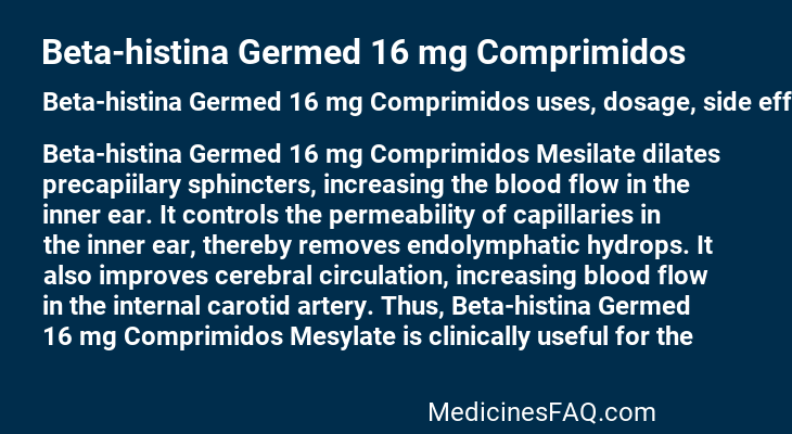 Beta-histina Germed 16 mg Comprimidos