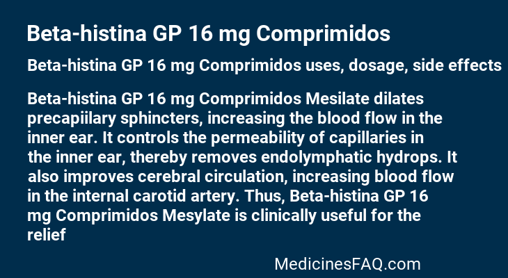 Beta-histina GP 16 mg Comprimidos