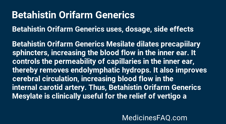 Betahistin Orifarm Generics