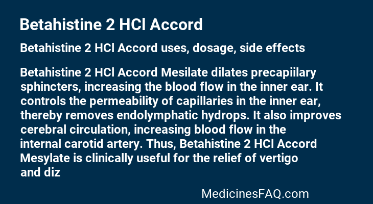 Betahistine 2 HCl Accord