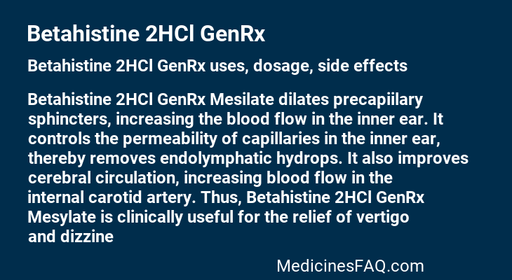 Betahistine 2HCl GenRx