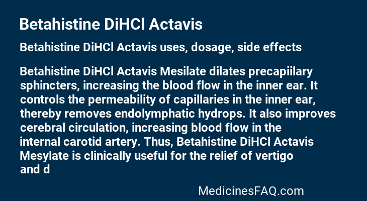 Betahistine DiHCl Actavis