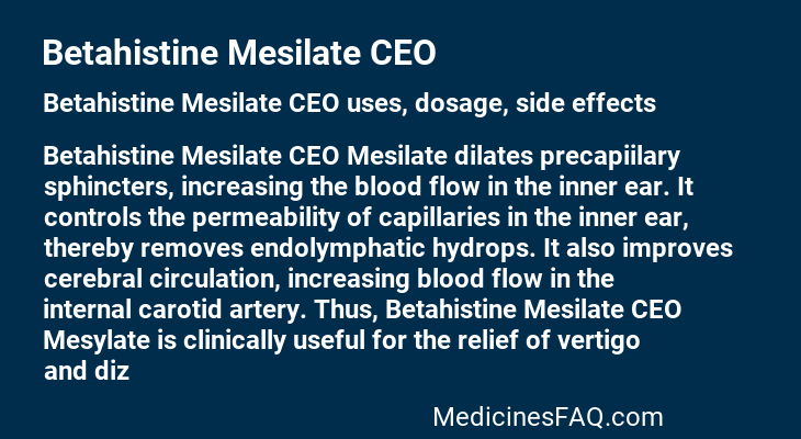 Betahistine Mesilate CEO