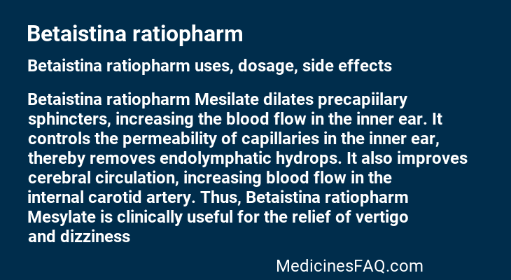 Betaistina ratiopharm