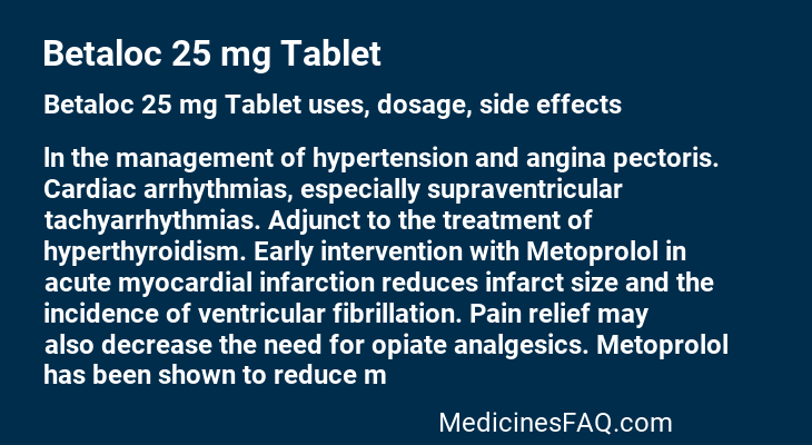 Betaloc 25 mg Tablet