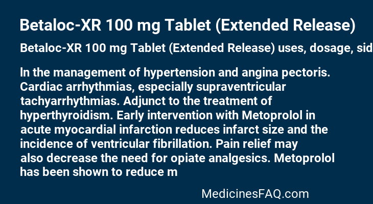 Betaloc-XR 100 mg Tablet (Extended Release)