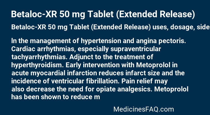 Betaloc-XR 50 mg Tablet (Extended Release)