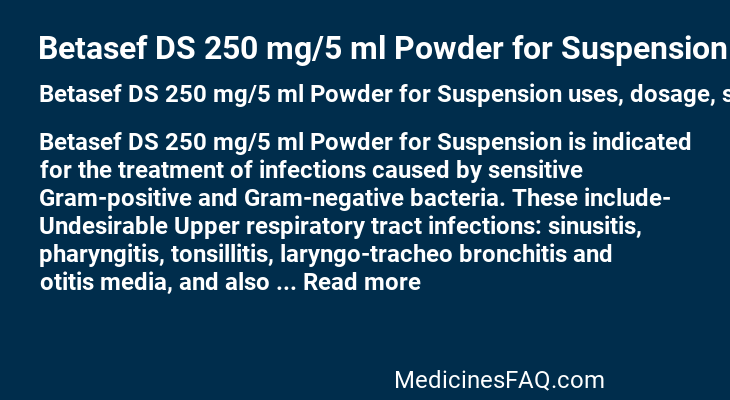 Betasef DS 250 mg/5 ml Powder for Suspension