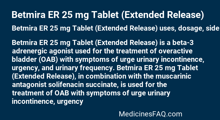 Betmira ER 25 mg Tablet (Extended Release)