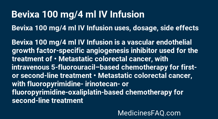 Bevixa 100 mg/4 ml IV Infusion