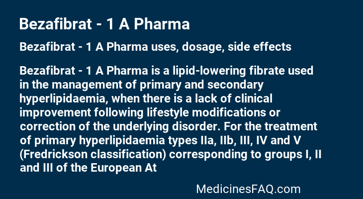 Bezafibrat - 1 A Pharma