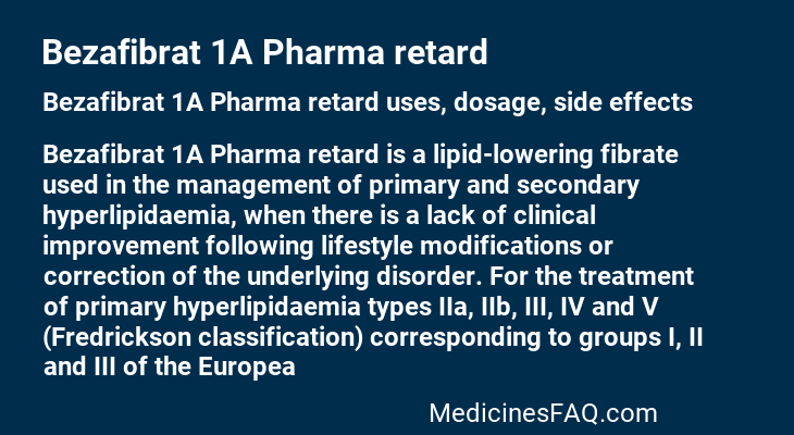 Bezafibrat 1A Pharma retard