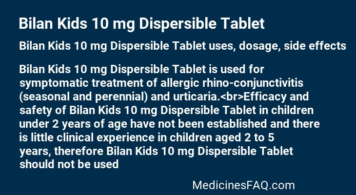 Bilan Kids 10 mg Dispersible Tablet