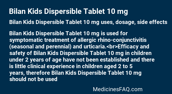 Bilan Kids Dispersible Tablet 10 mg