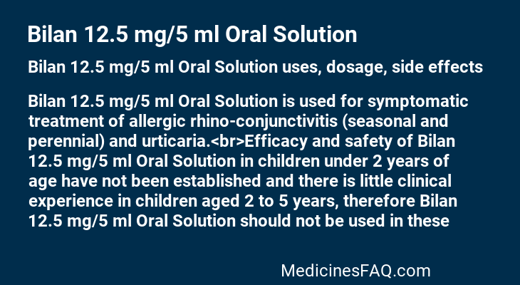 Bilan 12.5 mg/5 ml Oral Solution