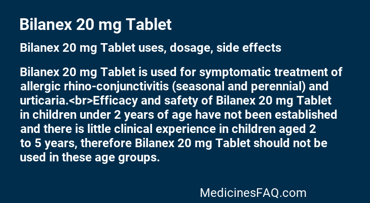 Bilanex 20 mg Tablet