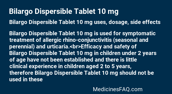 Bilargo Dispersible Tablet 10 mg