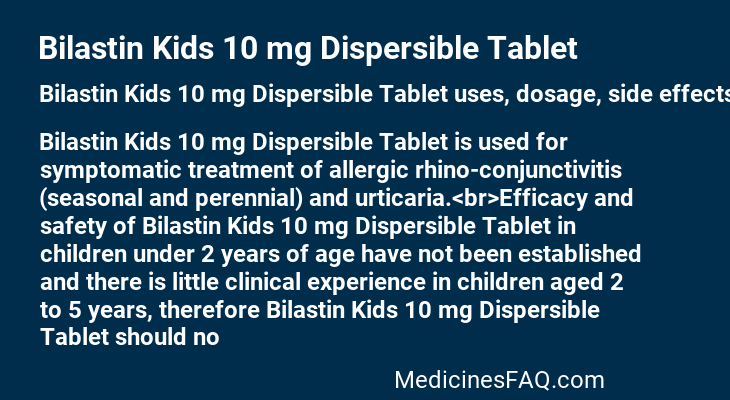 Bilastin Kids 10 mg Dispersible Tablet