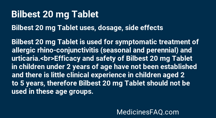 Bilbest 20 mg Tablet