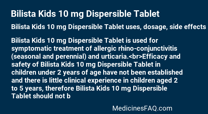 Bilista Kids 10 mg Dispersible Tablet