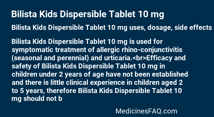 Bilista Kids Dispersible Tablet 10 mg