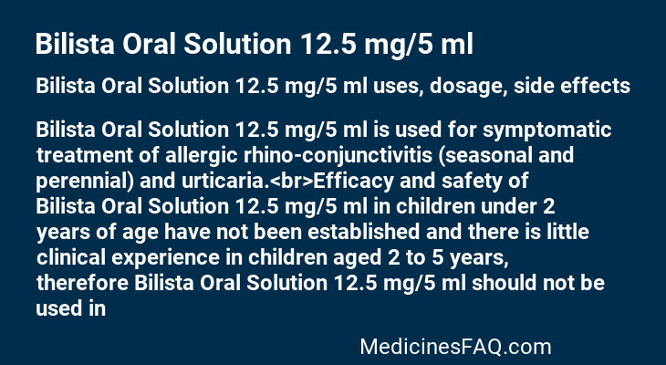 Bilista Oral Solution 12.5 mg/5 ml