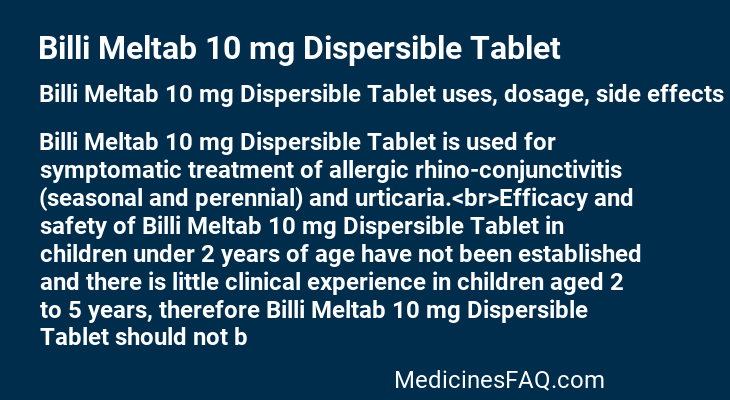 Billi Meltab 10 mg Dispersible Tablet