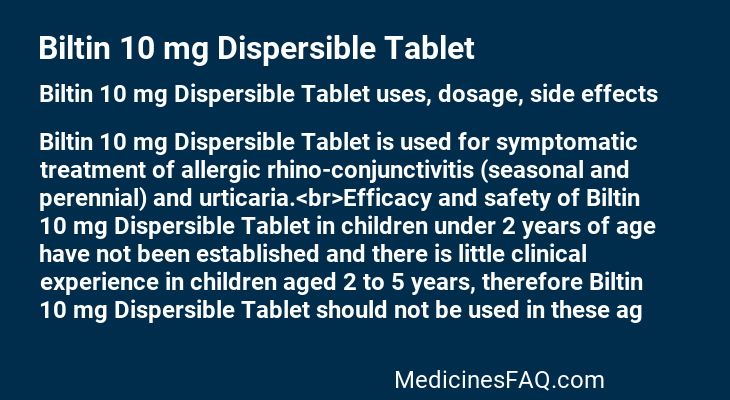 Biltin 10 mg Dispersible Tablet