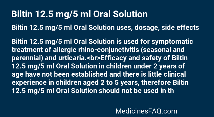 Biltin 12.5 mg/5 ml Oral Solution