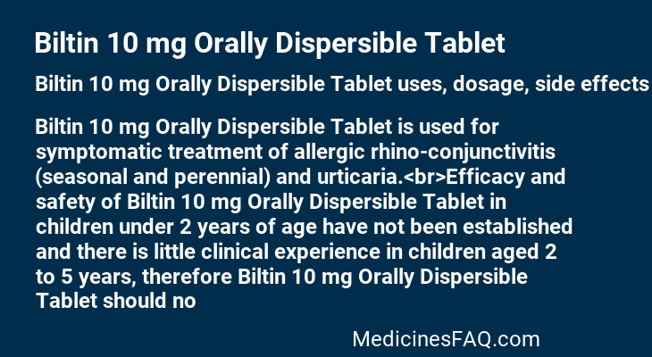 Biltin 10 mg Orally Dispersible Tablet