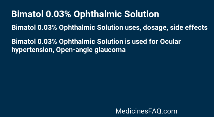 Bimatol 0.03% Ophthalmic Solution