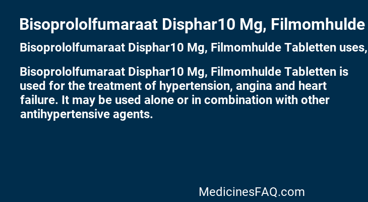 Bisoprololfumaraat Disphar10 Mg, Filmomhulde Tabletten