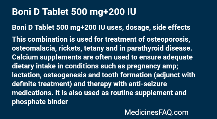 Boni D Tablet 500 mg+200 IU