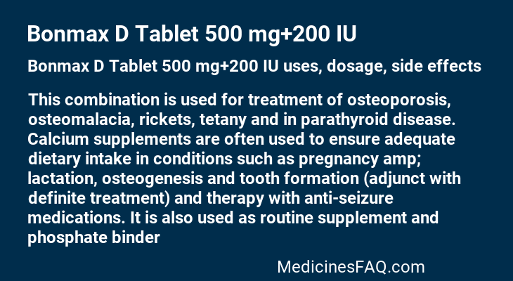 Bonmax D Tablet 500 mg+200 IU