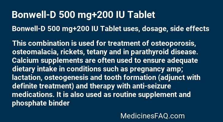 Bonwell-D 500 mg+200 IU Tablet