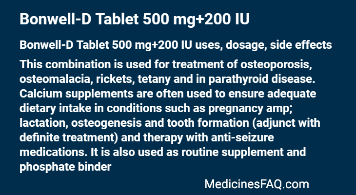 Bonwell-D Tablet 500 mg+200 IU