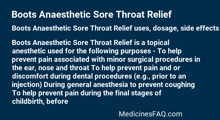 Boots Anaesthetic Sore Throat Relief