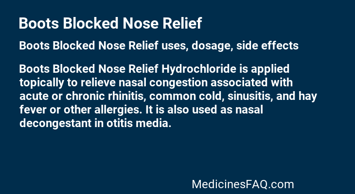 Boots Blocked Nose Relief