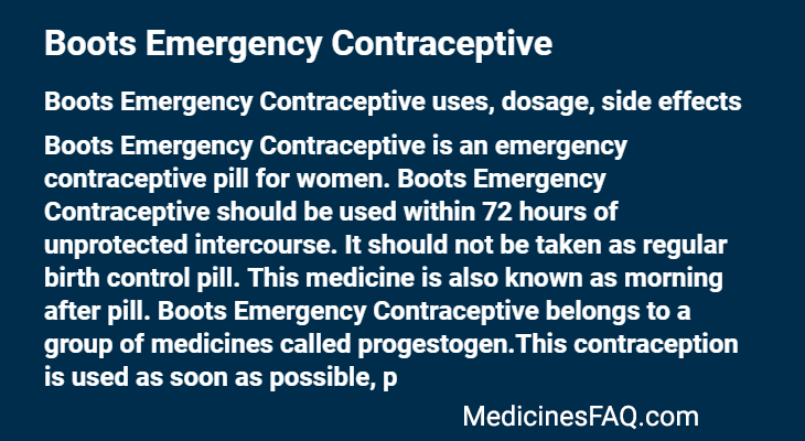 Boots Emergency Contraceptive