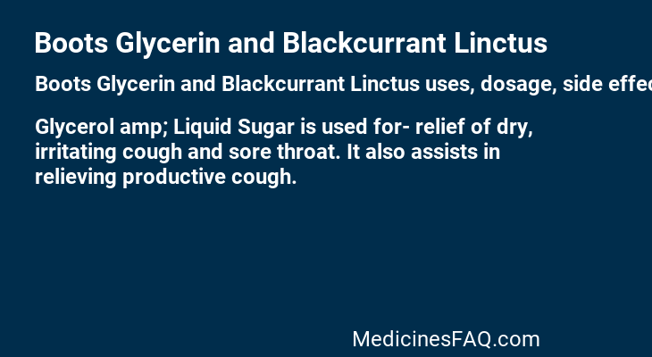 Boots Glycerin and Blackcurrant Linctus