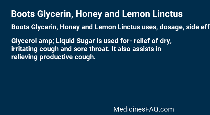 Boots Glycerin, Honey and Lemon Linctus