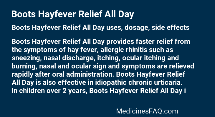 Boots Hayfever Relief All Day