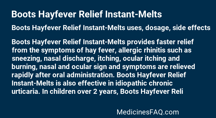 Boots Hayfever Relief Instant-Melts