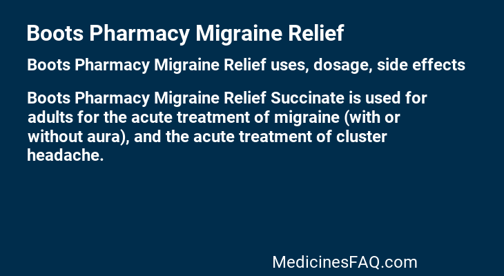 Boots Pharmacy Migraine Relief