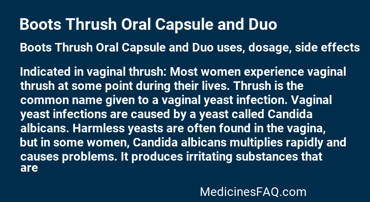 Boots Thrush Oral Capsule and Duo