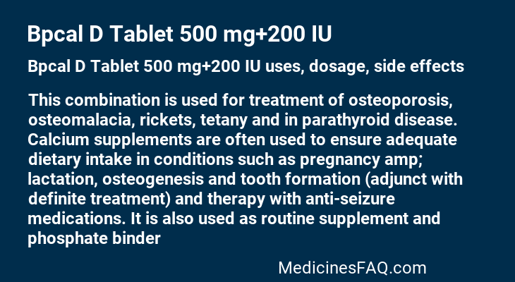 Bpcal D Tablet 500 mg+200 IU