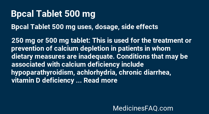 Bpcal Tablet 500 mg