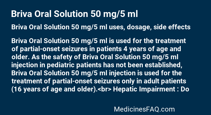Briva Oral Solution 50 mg/5 ml