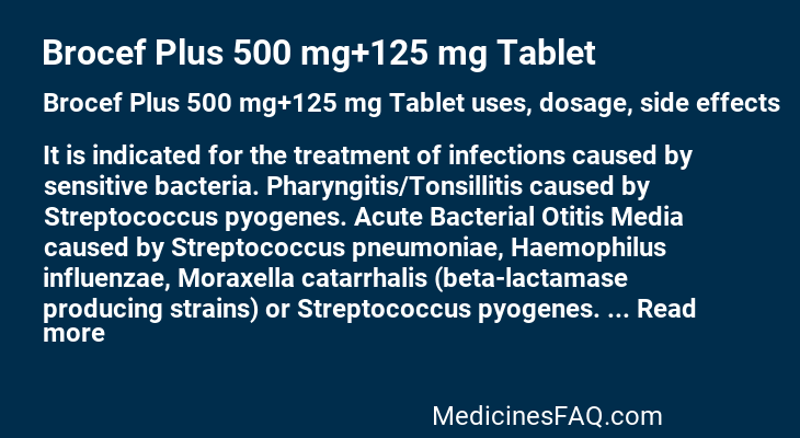 Brocef Plus 500 mg+125 mg Tablet