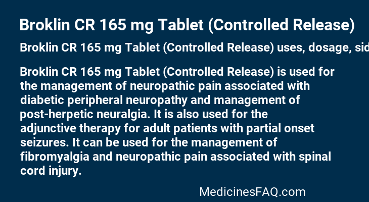 Broklin CR 165 mg Tablet (Controlled Release)